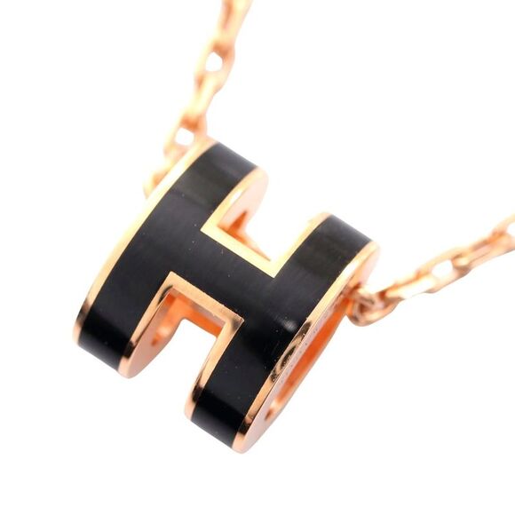 Hermes Mini Pop H Necklace Gold/Black - Picture 1 of 5